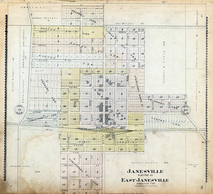 无人,横图,地图,城镇,历史,古董,明尼苏达,彩图,地图学,简斯维尔