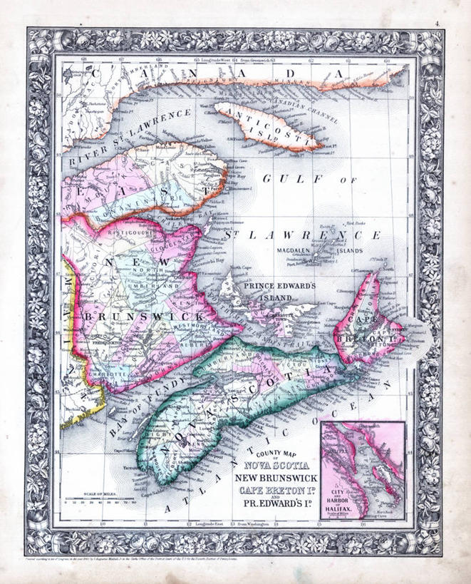 无人,竖图,地图,历史,古董,新斯科舍,彩图,纽宾士域,地图学,布雷顿角