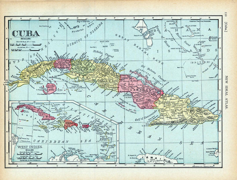 无人,横图,地图,古巴,历史,古董,拉丁美洲,彩图,地图学