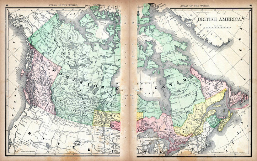 无人,横图,地图,加拿大,历史,古董,彩图,地图学
