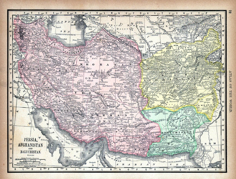 无人,横图,地图,阿富汗,伊朗,历史,古董,俾路支省,彩图,地图学