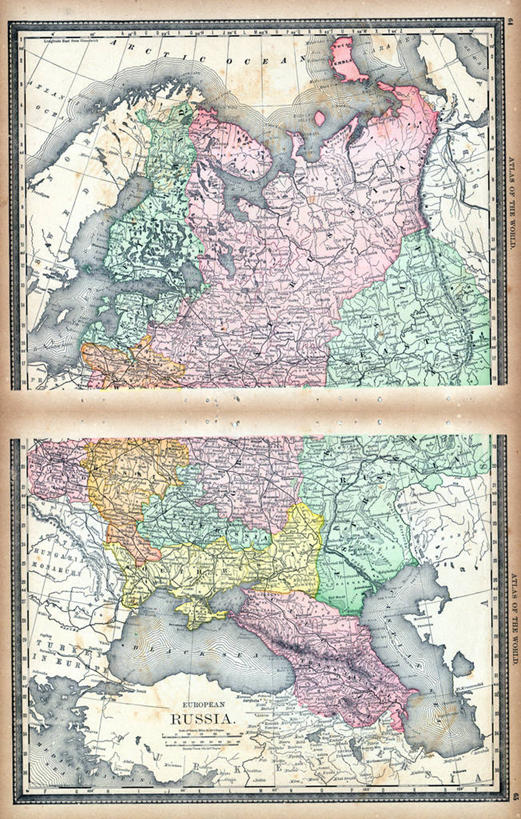 无人,竖图,地图,俄罗斯,历史,古董,彩图,地图学