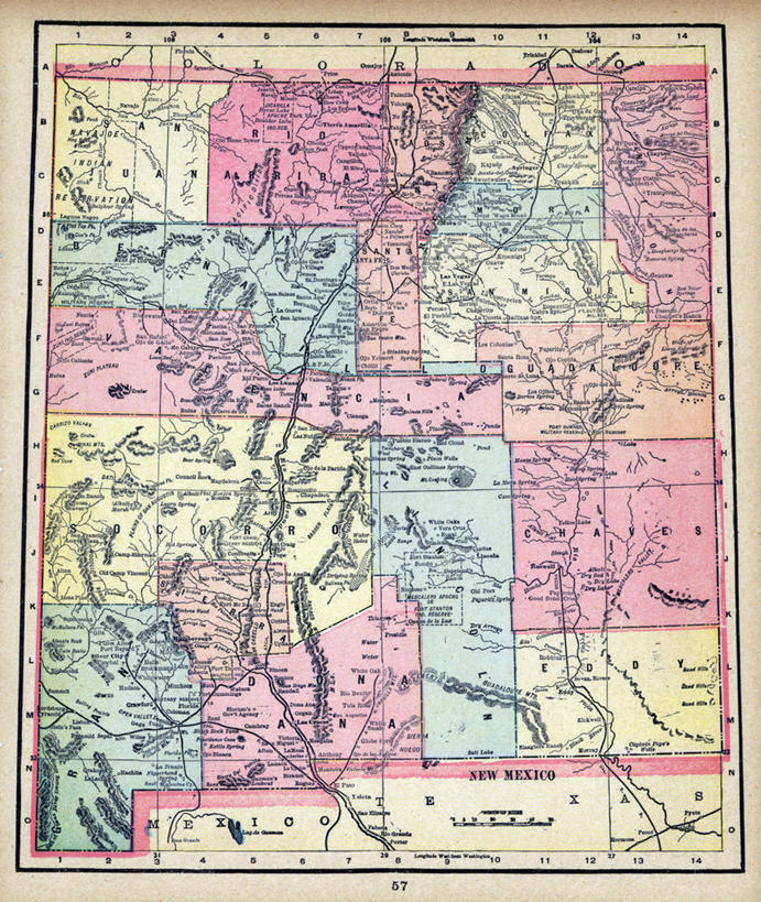 无人,竖图,地图,历史,古董,新墨西哥,彩图,地图学