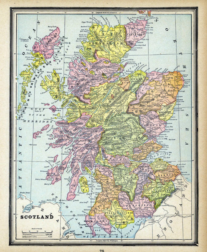 无人,竖图,地图,历史,苏格兰,古董,彩图,地图学