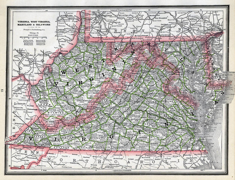 无人,横图,地图,历史,古董,马里兰,特拉华,维吉尼亚,西弗吉尼亚,彩图,地图学