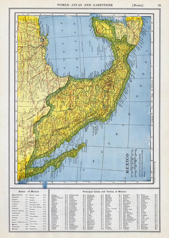 无人,竖图,地图,墨西哥,历史,古董,拉丁美洲,彩图,地图学