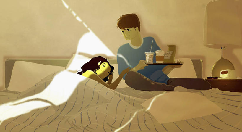 成年人,脸,头,脸颊,两个人,家庭,坐,躺,微笑,横图,插画,室内,白天,留白,正面,侧面,早餐,快乐,数码,科技,床,卧室,连接,阴影,网络,咖啡杯,高光,几何,计算机图形,浪漫,合成,餐盘,图画,拿着,饮食,肩膀,画,温暖,温馨,一家人,放松,惊奇,电脑合成图,数码合成图,和睦,享乐,早晨,合成图,上菜,漫画,计算机制图,写实,具体,具象,异性恋,开端,男人,女人,头部,脸部,脸蛋,面部,休闲活动,彩图,爱,融洽