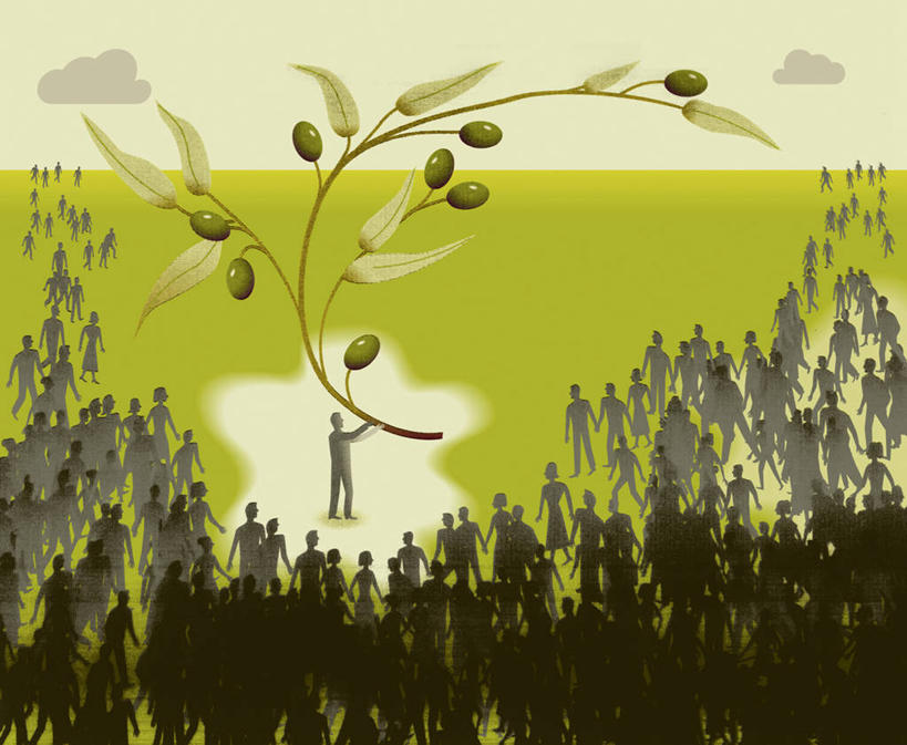 成年人,中年人,站,横图,插画,室外,白天,侧面,数码,科技,阴影,会议,网络,地平线,枝,许多人,高光,几何,计算机图形,合成,图画,拿着,画,自然,一群人,橄榄枝,观看,宁静,电脑合成图,数码合成图,领导,合成图,和解,剪影,和平,带领,群众,漫画,写实,具体,具象,策略,跟随,把握,男人,女人,中年男性,中年女性,彩图,油橄榄树,好奇心,掌控