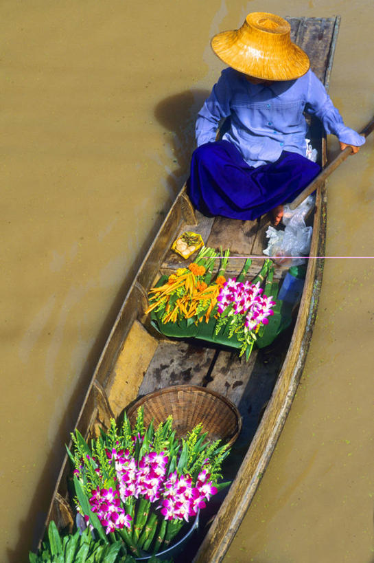 成年人,一个人,花商,坐,竖图,室外,白天,正面,商务,消费,曼谷,泰国,仅一个男性,首都,水上市场,花,零售,摄影,清新,肖像,泰国文化,花店老板,花贩,卖花人,彩图,传统文化