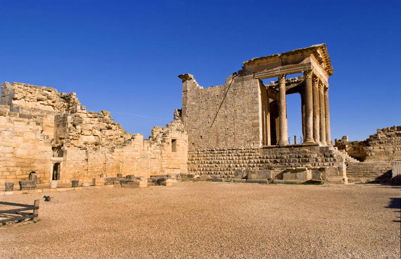 无人,横图,室外,白天,建筑,突尼斯,石墙,古罗马,废墟,摄影,万里无云,古代文明,彩图,旅行