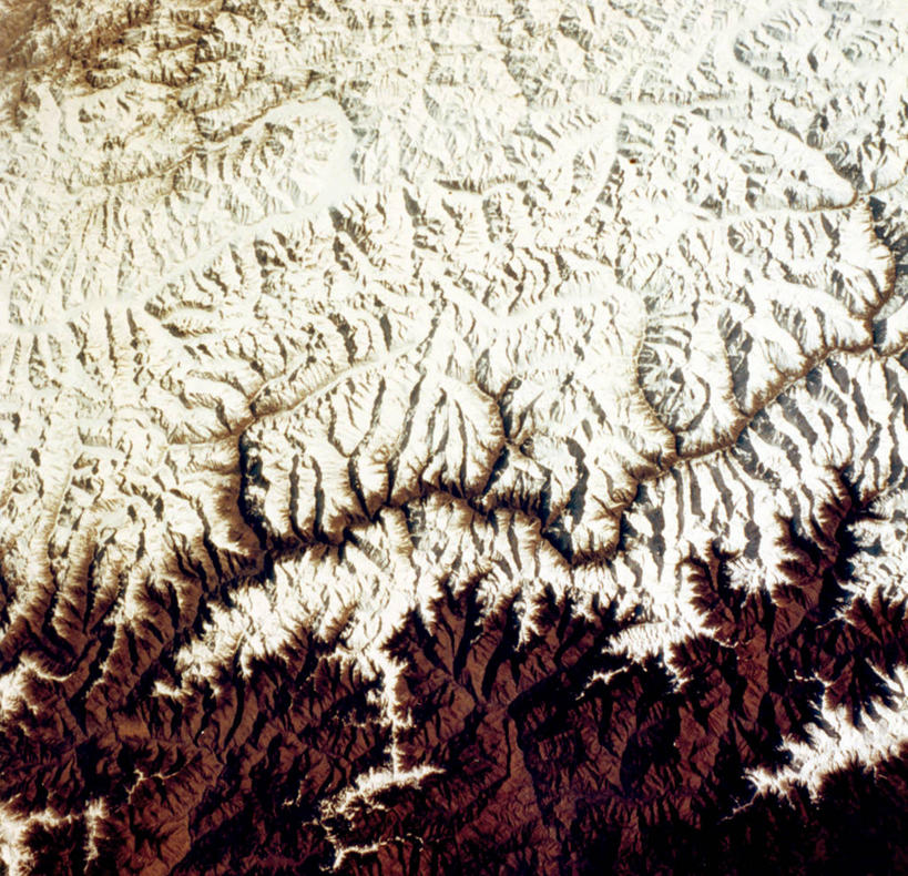 无人,横图,俯视,航拍,室外,山脉,亚洲,科学,太空,摄影,鸟瞰,喜马拉雅山脉,地质学,彩图,高角度拍摄,全画面,全框架,全帧,全画幅,空间探索