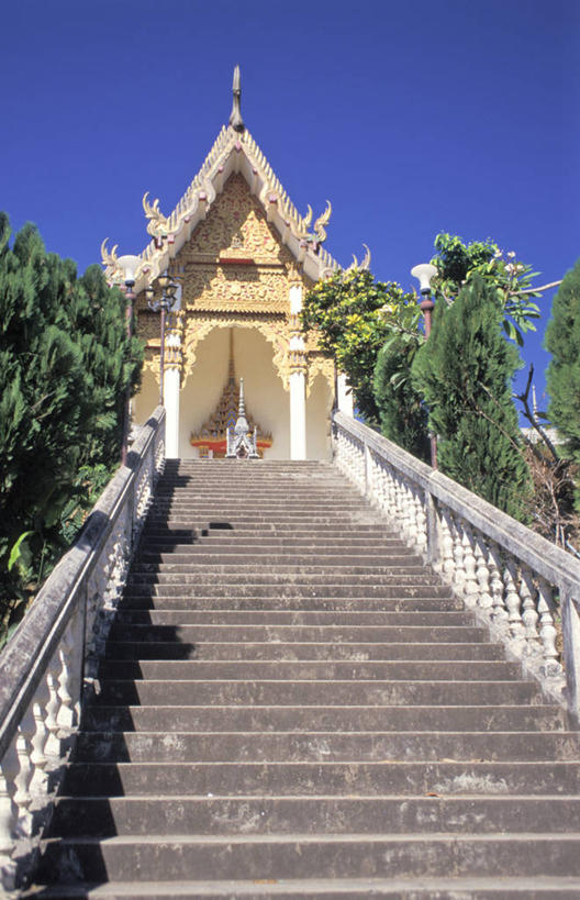 无人,寺庙,竖图,室外,白天,建筑,泰国,台阶,摄影,宗教,佛教,宗教建筑,万里无云,彩图
