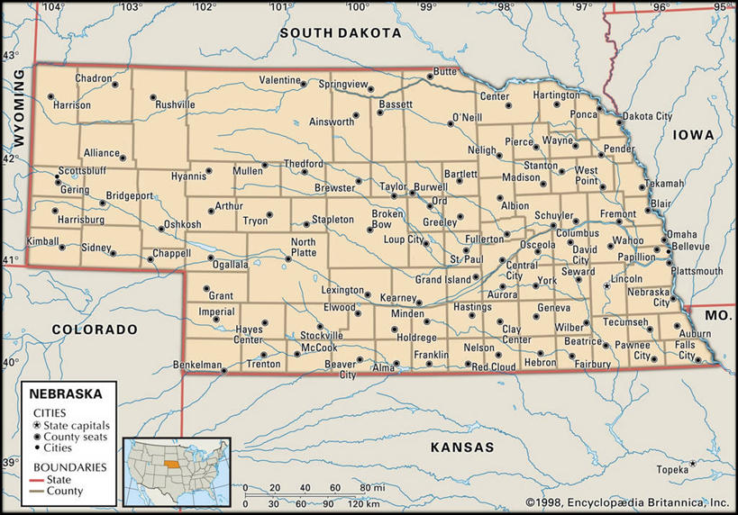 无人,横图,河流,地图,美国,方向,指导,英文字母,内布拉斯加,自然地理,彩图