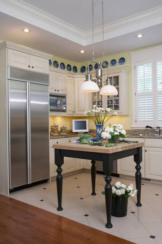 厨房,地板,不锈钢,水龙头,岛,灯具,模具,花岗岩,收集,电视机,塑造