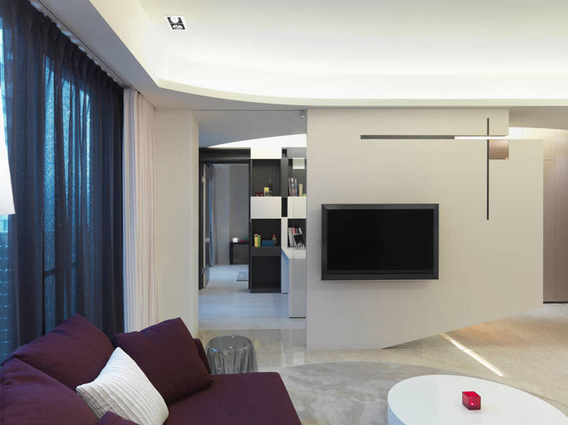 无人,横图,室内,白天,家具,沙发,台湾,日光,亚洲,光,现代,紫色,台北,电视机,当代