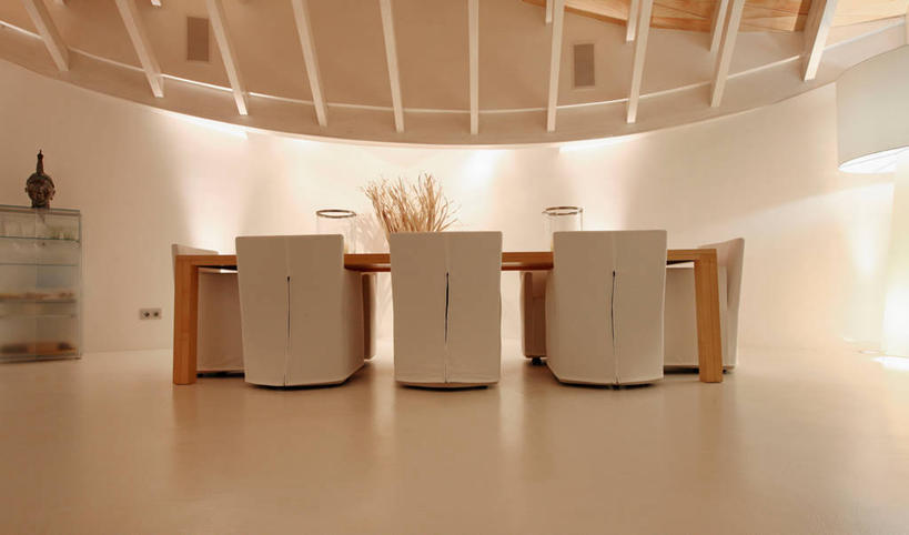 无人,家,横图,全景,室内,餐桌,家具,桌子,建筑,西班牙,欧洲,木制,饭厅,现代,白色,落地灯,建造,照亮,当代