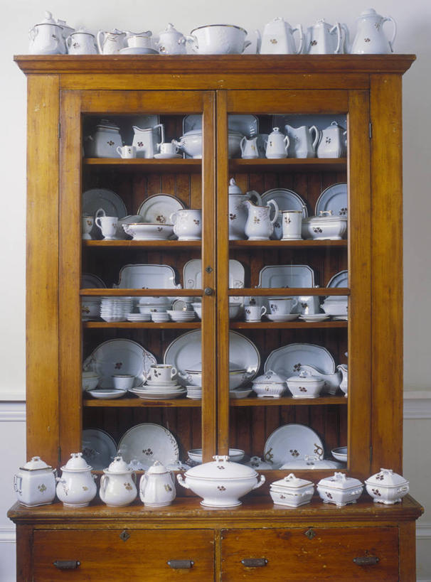 竖图,厨房,干净,白色,古董,收集,陈列柜,松木