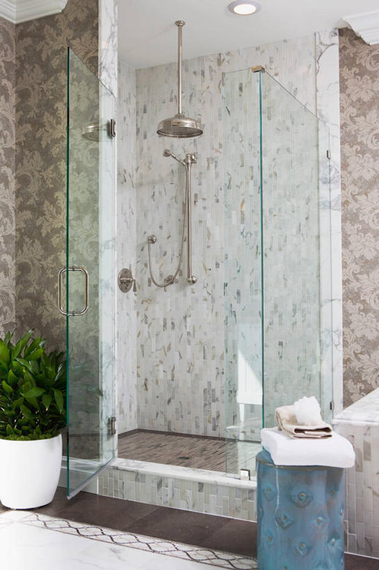 无人,家,竖图,室内,浴室,建筑,美国,淋浴,干净,建造,北美,加利福尼亚,华贵,淋浴头,化妆室,排水口,厕所