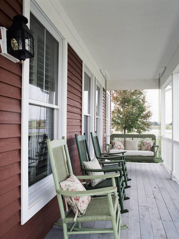 农场,室外,重复,窗户,花纹,灯笼,摇椅,干净,红色,白色,枕头,夏天,荡秋千,涂料,简单,着色,当代,门廊