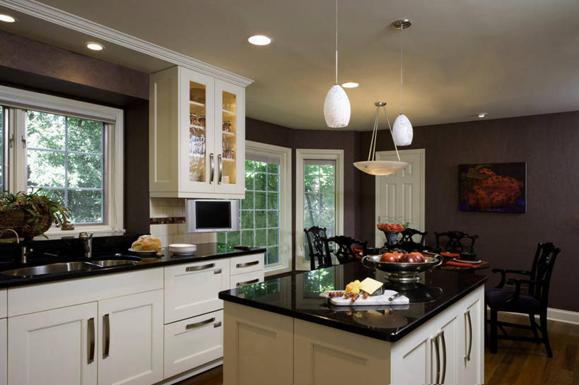 横图,厨房,李子,现代,白色,黑色,灯具,模具,洗碗机,作画,电视机,当代,塑造,厨房水槽