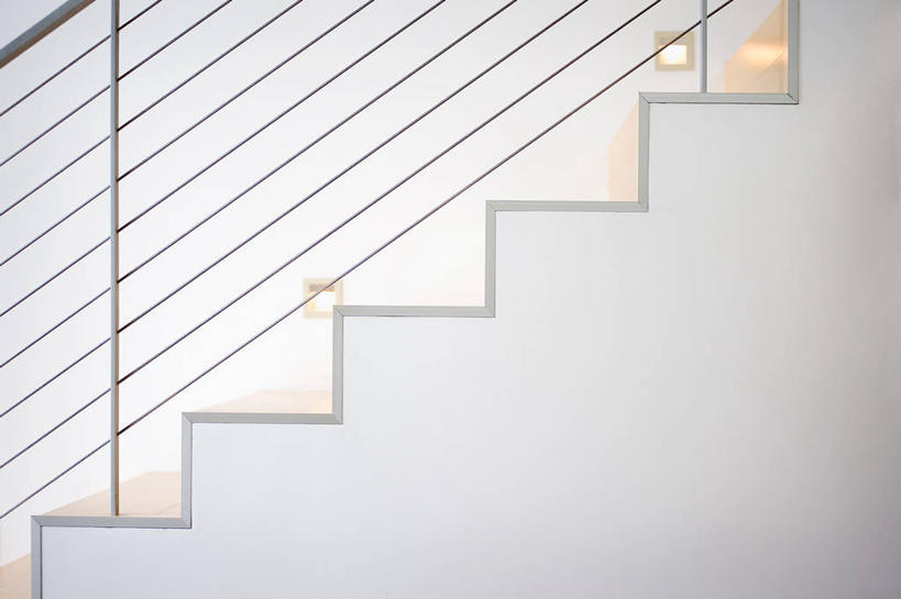 无人,栏杆,横图,室内,楼梯,建筑,美国,现代,白色,建造,金属丝,北美,加利福尼亚,当代