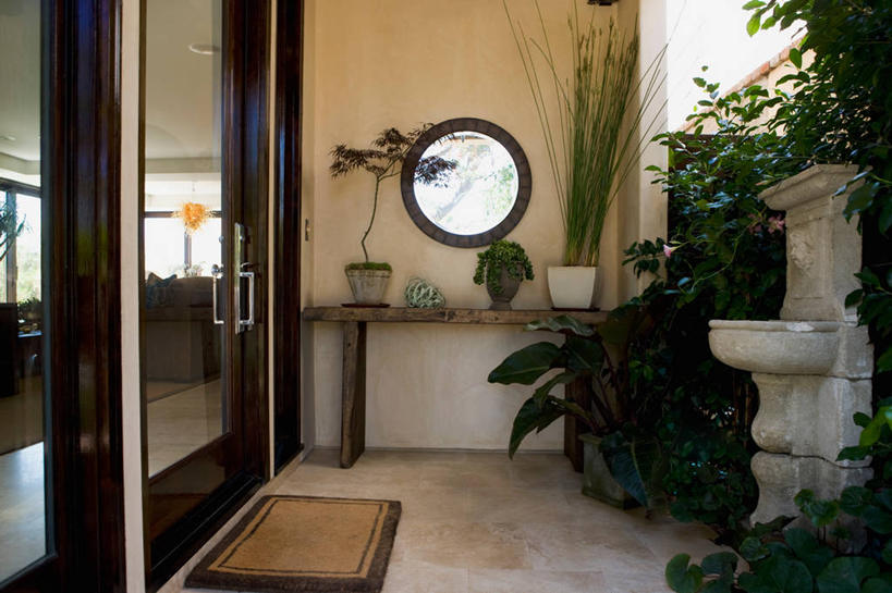 无人,横图,室外,白天,门,建筑,喷泉,日光,美国,地形,大厅,北美,加利福尼亚,门垫,设计,当代,门廊