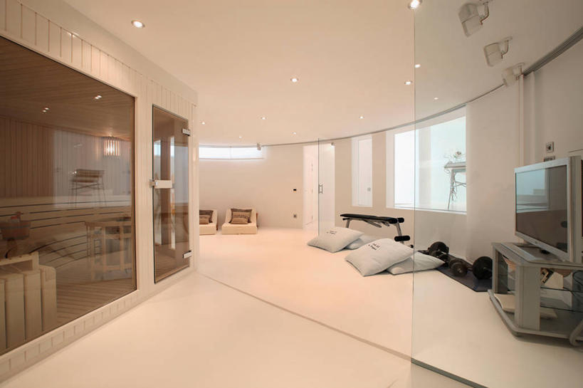 无人,家,横图,室内,白天,日光,西班牙,欧洲,砝码,干净,现代,白色,桑拿浴,当代