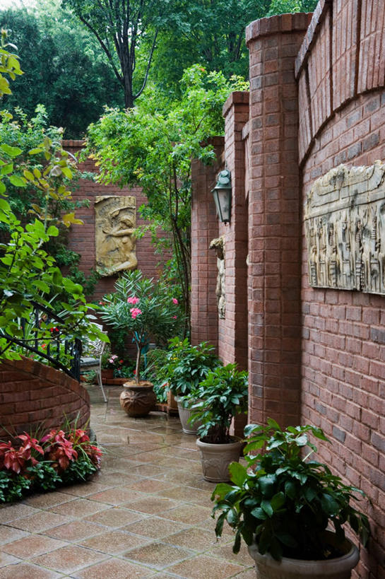 竖图,室外,灯笼,砖,院子,夹竹桃