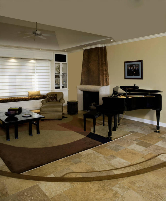 壁炉,地板,瓷砖,钢琴,三角钢琴,茶几,百叶帘,吊扇,模具,起居室,陈列柜,当代,塑造