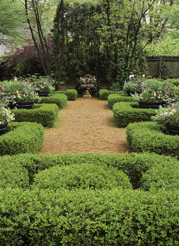 对称,木制,砖,墙,篱笆,花,树,粉色,绿色,紫色,白色,春天,橙色,鹅卵石,季节,修指甲,灌木,宁静,沙砾,黄杨木,树篱,击剑,爱