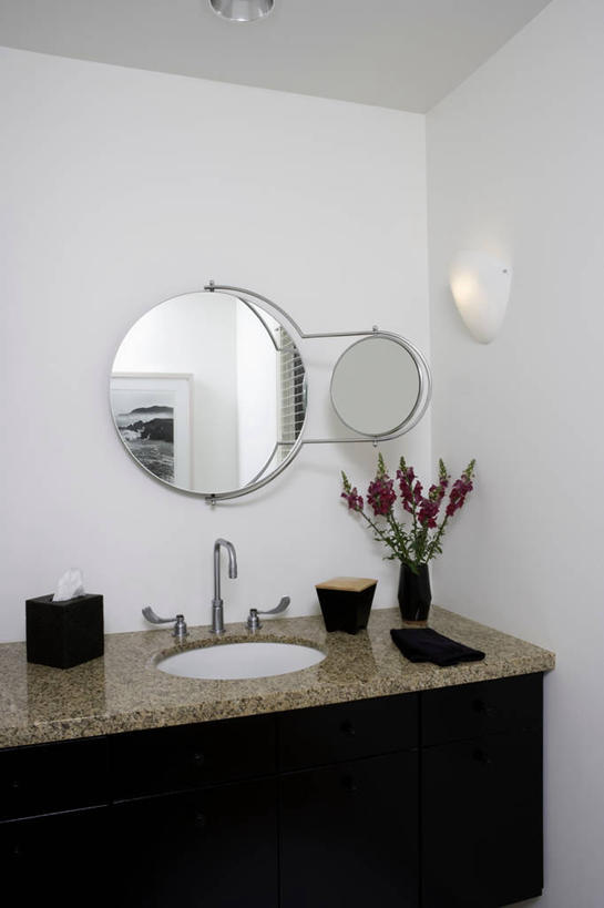 镜子,浴室,反射,现代,白色,黑色,花岗岩,化妆室,当代