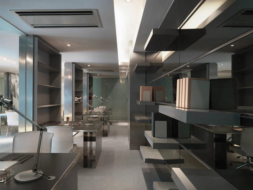 无人,办公室,横图,室内,重复,地毯,家具,台灯,建筑,上海,亚洲,不锈钢,光,现代,书桌,灯,灰色,建造