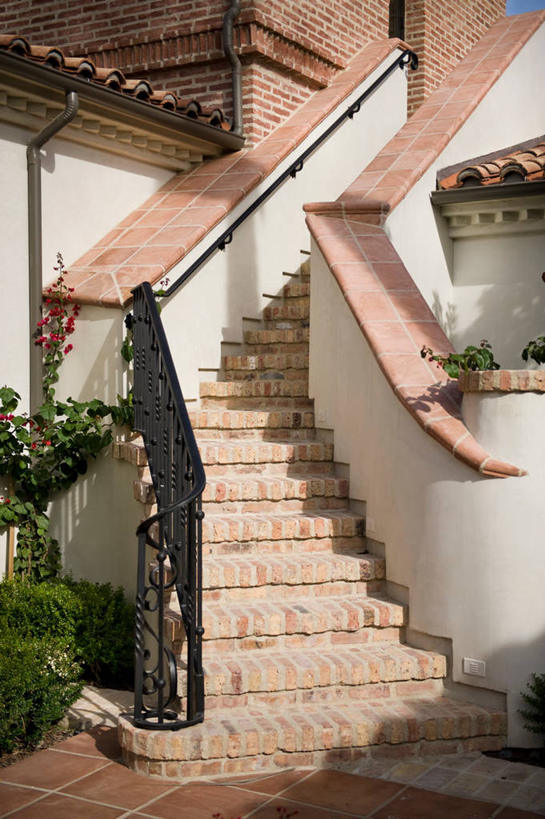 无人,栏杆,竖图,室外,白天,楼梯,建筑,日光,美国,砖,建造,北美,加利福尼亚,铁艺