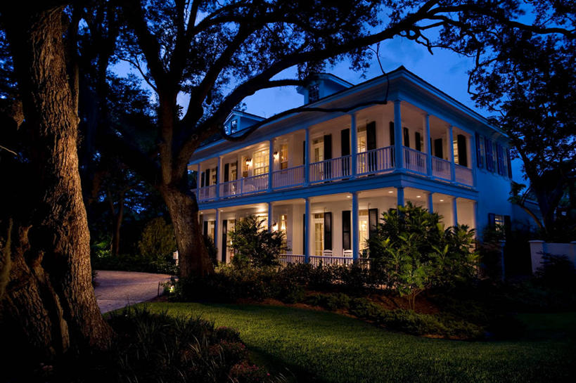 无人,家,横图,室外,阳台,建筑,美国,房屋,南,黄昏,建造,北美,种植园,佛罗里达,门廊,森林别墅