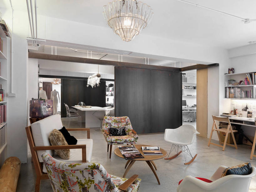 无人,家,横图,室内,书架,建筑,台湾,亚洲,光,现代,建造,起居室,水晶吊灯,台北,水泥地