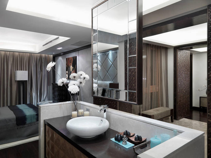 无人,家,横图,室内,镜子,卧室,建筑,上海,亚洲,水槽,现代,花,建造,明亮,荷兰石竹,多年生植物