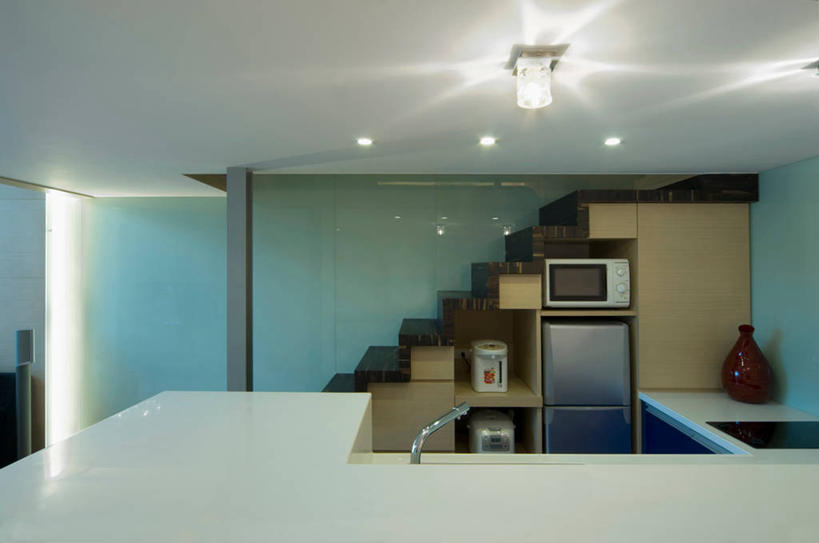 无人,家,横图,室内,早餐,厨房,家具,楼梯,桌子,建筑,台湾,亚洲,烤炉,水槽,水龙头,冰箱,干净,现代,建造,微波炉,用具,台北,当代,厨房水槽