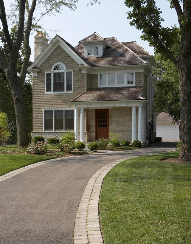 草坪,天窗,车道,夏天,农舍,门廊