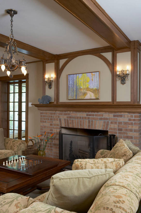 壁炉,砖,拱门,门口,米色,起居室,水晶吊灯