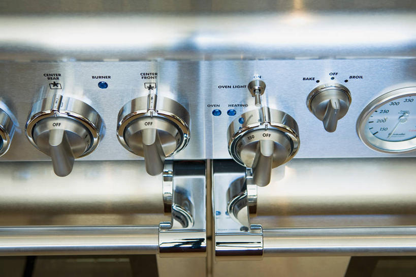 无人,家,横图,室内,特写,厨房,建筑,美国,不锈钢,烤炉,温度计,现代,建造,温度,控制,北美,加利福尼亚,用具,当代