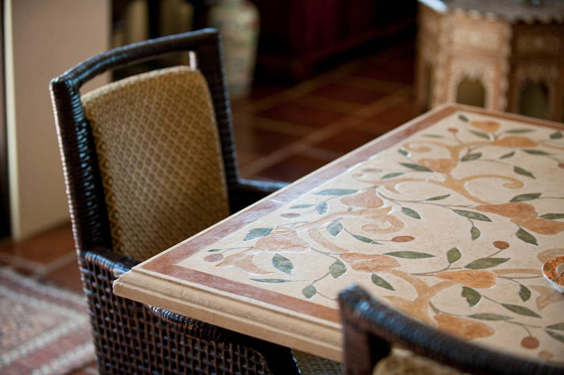 无人,横图,室内,餐桌,家具,桌子,梨,美国,瓷砖,北美,加利福尼亚,设计