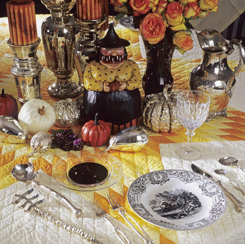 南瓜,花瓶,蜡烛,节日,葫芦,水晶,桌布,黄色,白色,橙色,万圣节,古董,幽默,女巫,棉被,收集