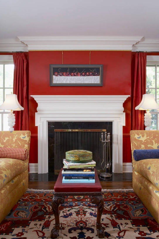 重复,壁炉,窗帘,长椅,红色,白色,模具,起居室,塑造