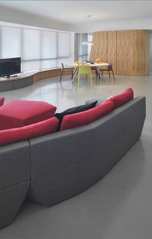 无人,家,竖图,室内,白天,餐桌,家具,沙发,桌子,建筑,台湾,日光,亚洲,现代,粉色,灰色,建造,起居室,家庭影院,台北,电视机,当代