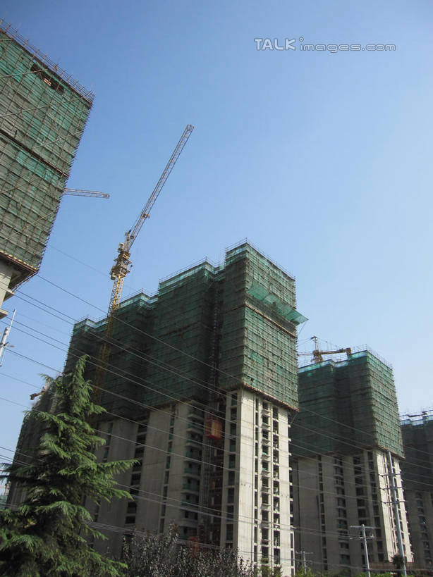 无人,竖图,室外,白天,仰视,技术,植物,建筑,阴影,光线,影子,支架,设备,架子,脚手架,吊车,树,树木,施工,蓝色,绿色,蓝天,天空,阳光,自然,建筑工地,交通工具,天,机械,起重机,生长,晴朗,成长,支撑,固定,工程,载具,万里无云,地盘,建筑地盘,施工地盘,工作车,施工车,汽车吊,晴空,晴空万里,彩图,低角度拍摄,工地,稳固,shslj1