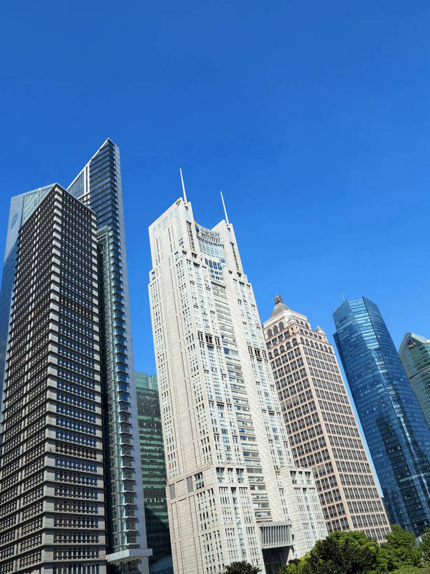 无人,高楼大厦,竖图,室外,白天,仰视,度假,美景,树林,植物,窗户,落地窗,城市风光,标志建筑,城市,大厦,地标,建筑,摩天大楼,上海,中国,亚洲,一排,许多,阴影,整齐,并列,并排,光线,影子,景观,建筑群,很多,娱乐,建设,浦东,玻璃窗,树,树木,排列,蓝色,绿色,蓝天,天空,阳光,自然,天,享受,休闲,景色,放松,生长,晴朗,成长,申,队列,平行,玻璃幕墙,金融中心,陆家嘴,陆家嘴金融贸易区,浦东新区,东亚,上海市,万里无云,中华人民共和国,沪,华东地区,交银金融大厦,时代金融中心,晴空,晴空万里,彩图,低角度拍摄,大楼,高层建筑,高楼,摩天楼,上海银行大厦,shslj1,黄金置地大厦