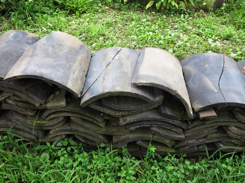 无人,横图,俯视,室外,特写,白天,草地,草坪,植物,建筑,春川,南怡岛,韩国,亚洲,一排,许多,整齐,瓦片,很多,瓦,草,排列,绿色,建造,堆,队列,东亚,屋瓦,大韩民国,江原道,春川市,彩图,高角度拍摄,道,shslj1