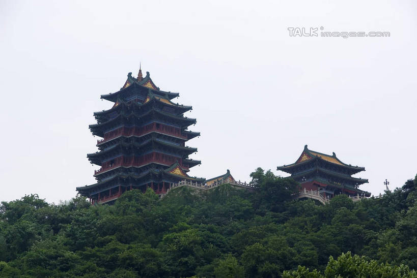 无人,横图,室外,白天,仰视,旅游,度假,名胜古迹,树林,植物,标志建筑,地标,建筑,南京,中国,亚洲,阴影,遗迹,光线,影子,房屋,楼阁,屋子,古迹,文物,娱乐,建设,古建筑,江苏,楼房,树,树木,蓝色,绿色,蓝天,天空,阳光,自然,天,享受,休闲,旅游胜地,放松,生长,晴朗,成长,狮子山,阅江楼,古文明,东亚,鼓楼,江苏省,南京市,万里无云,中华人民共和国,华东地区,苏,省会,石头城,晴空,晴空万里,彩图,低角度拍摄,房子,鼓楼区,卢龙山,架空,shwf1