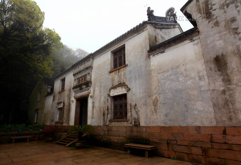 无人,家,横图,室外,白天,仰视,旅游,度假,植物,标志建筑,地标,建筑,中国,亚洲,房屋,墙,屋子,娱乐,建设,浙江,楼房,墙壁,墙面,住宅,树,树木,浙江省,绿色,天空,自然,天,享受,休闲,旅游胜地,放松,生长,成长,东亚,普陀区,普陀山,中华人民共和国,华东地区,浙,舟山,舟山市,彩图,低角度拍摄,房子,海天佛国,shwf1