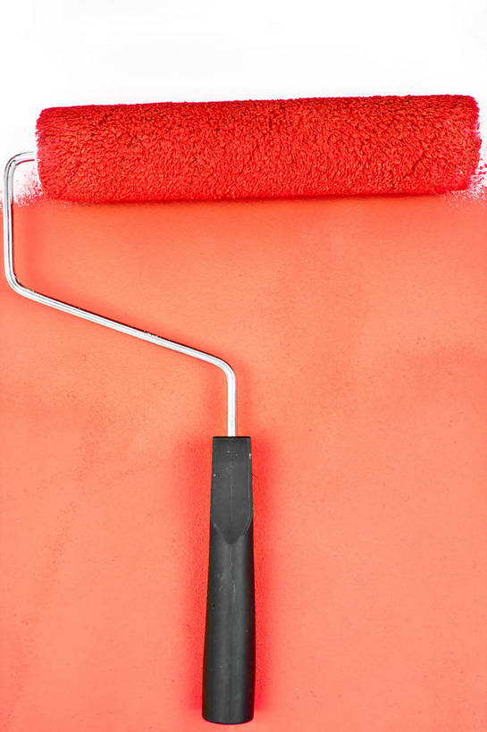 无人,竖图,室内,特写,白天,白色背景,正面,装修,静物,装潢,一个,红色,粉刷,刷子,摄影,影棚,单个,油漆,滚筒刷,涂料,滚刷,彩图,影棚拍摄,拍摄,滚筒